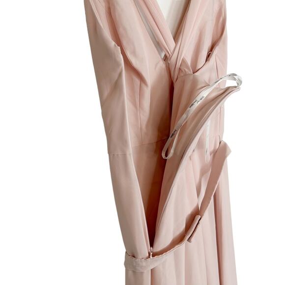 JENNY PACKHAM V-neck Cross Back Crystal Belt Blush Gown - Picture 8 of 14